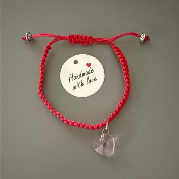Jewelry - Red Braided Bracelet with Heart Charm